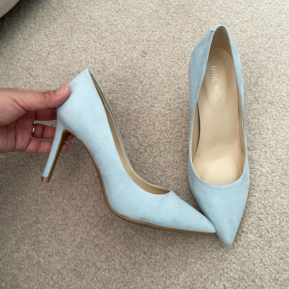 Nine West Light Blue Suede Heels - Picture 4 of 5